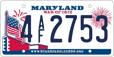 MD license plate 4AF2753
