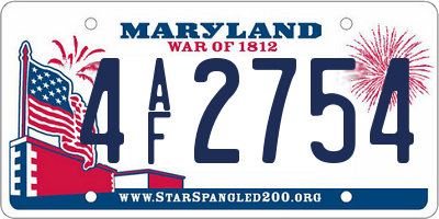 MD license plate 4AF2754