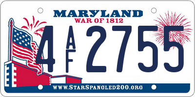 MD license plate 4AF2755