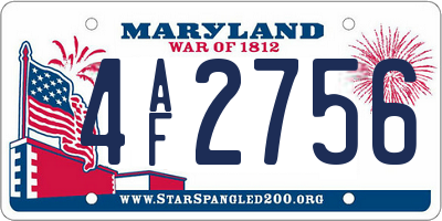 MD license plate 4AF2756