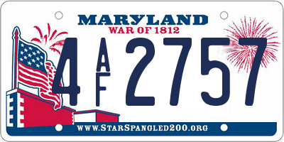 MD license plate 4AF2757