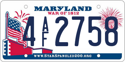 MD license plate 4AF2758