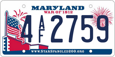 MD license plate 4AF2759