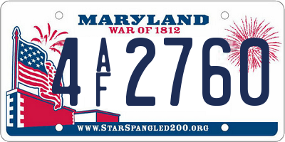 MD license plate 4AF2760