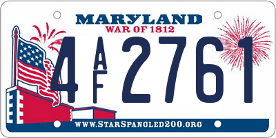 MD license plate 4AF2761