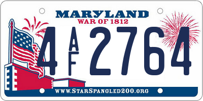 MD license plate 4AF2764