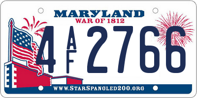 MD license plate 4AF2766