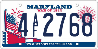 MD license plate 4AF2768
