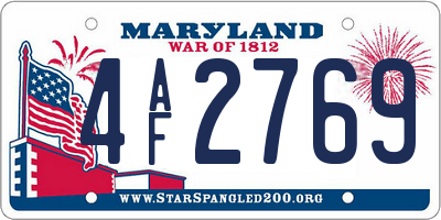 MD license plate 4AF2769