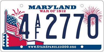 MD license plate 4AF2770