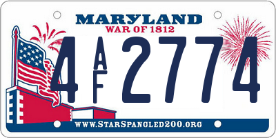 MD license plate 4AF2774