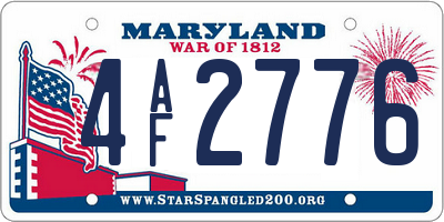 MD license plate 4AF2776