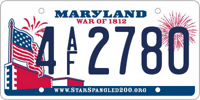 MD license plate 4AF2780