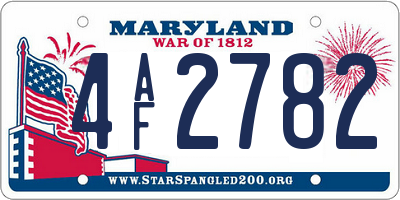 MD license plate 4AF2782