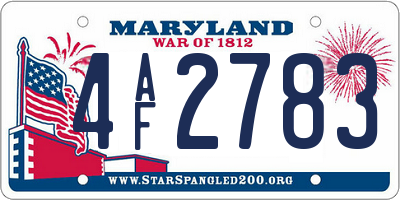MD license plate 4AF2783