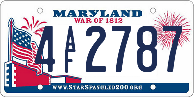 MD license plate 4AF2787