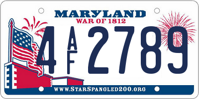 MD license plate 4AF2789