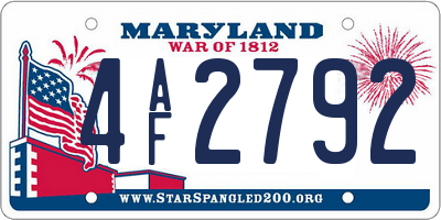 MD license plate 4AF2792