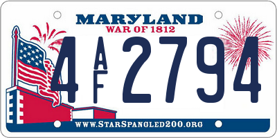 MD license plate 4AF2794