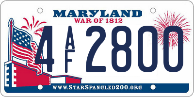 MD license plate 4AF2800