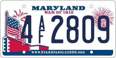 MD license plate 4AF2809