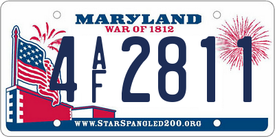 MD license plate 4AF2811