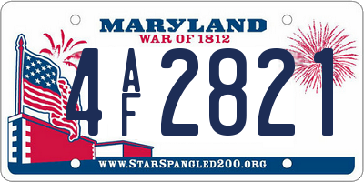 MD license plate 4AF2821