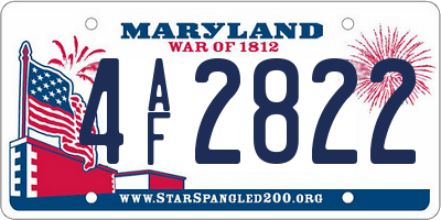 MD license plate 4AF2822