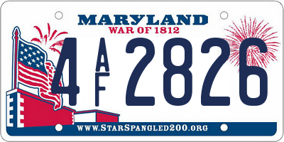 MD license plate 4AF2826