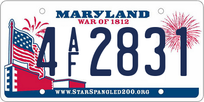 MD license plate 4AF2831