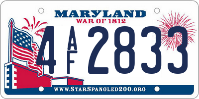 MD license plate 4AF2833