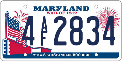 MD license plate 4AF2834