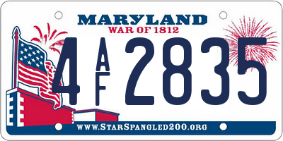 MD license plate 4AF2835