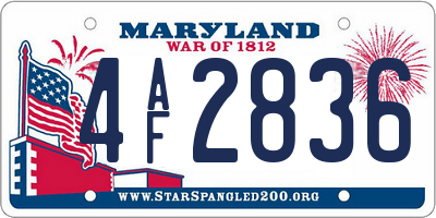 MD license plate 4AF2836