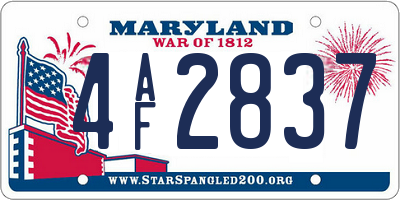 MD license plate 4AF2837