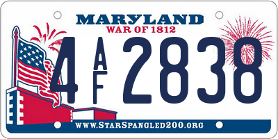 MD license plate 4AF2838
