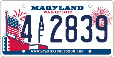 MD license plate 4AF2839