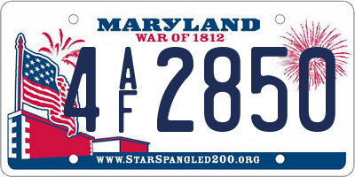 MD license plate 4AF2850