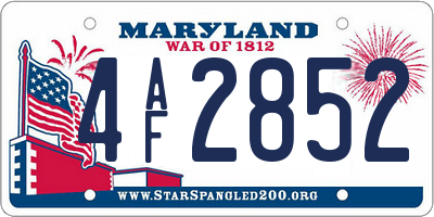 MD license plate 4AF2852