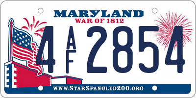 MD license plate 4AF2854