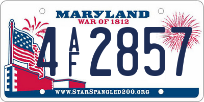 MD license plate 4AF2857