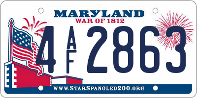 MD license plate 4AF2863