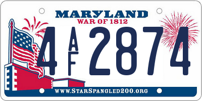 MD license plate 4AF2874