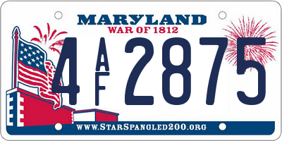 MD license plate 4AF2875