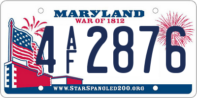 MD license plate 4AF2876