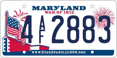 MD license plate 4AF2883