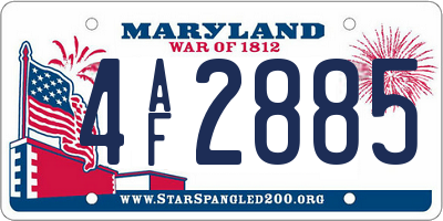 MD license plate 4AF2885