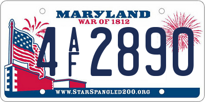 MD license plate 4AF2890
