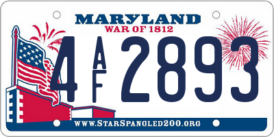 MD license plate 4AF2893