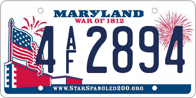 MD license plate 4AF2894